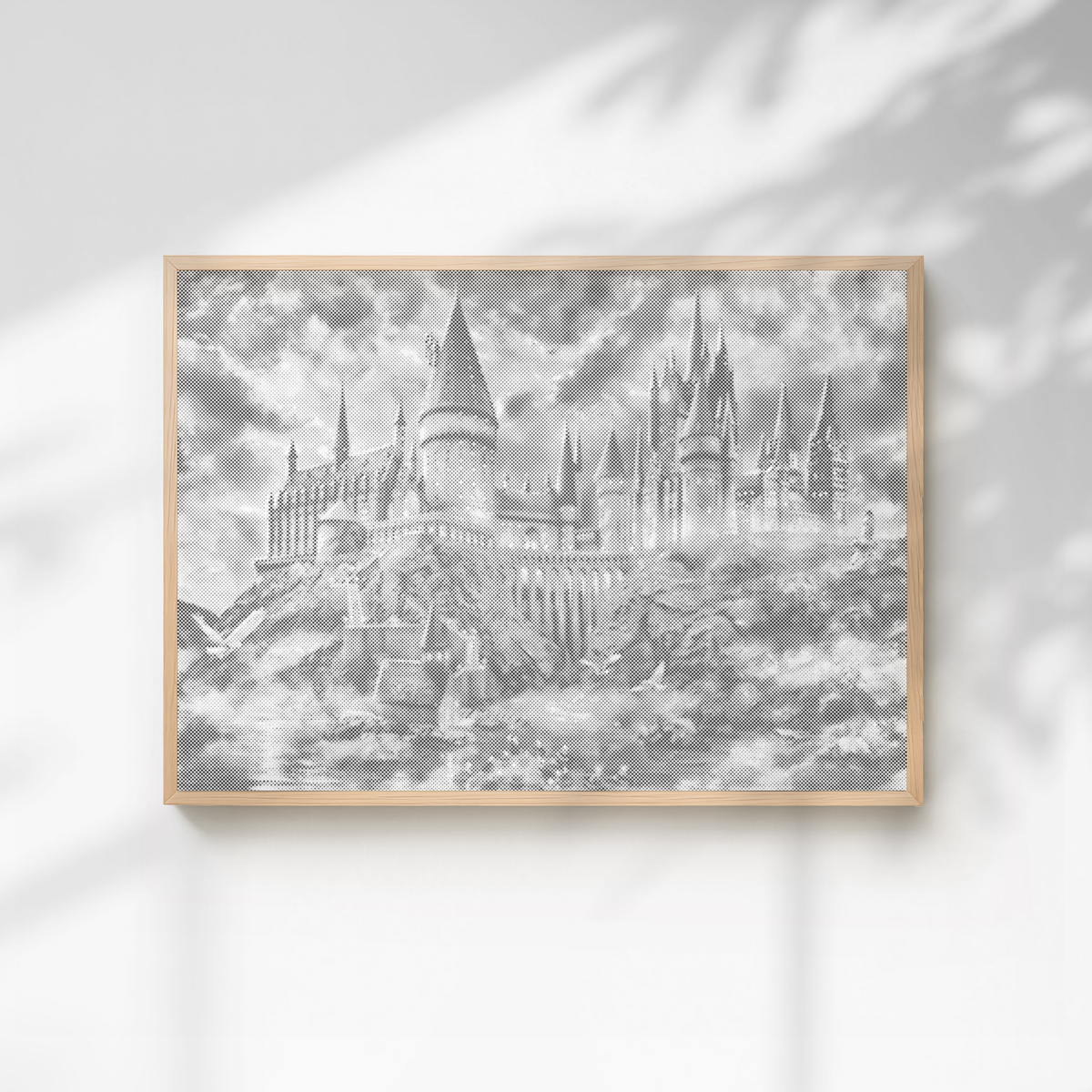 Hogwarts Castle in Fog Dot Painting Kit som færdigt mal med prikker motiv