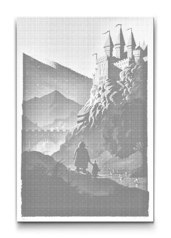 Harry Potter View of Hogwarts | Dot Painting Kit som færdigt mal med prikker motiv