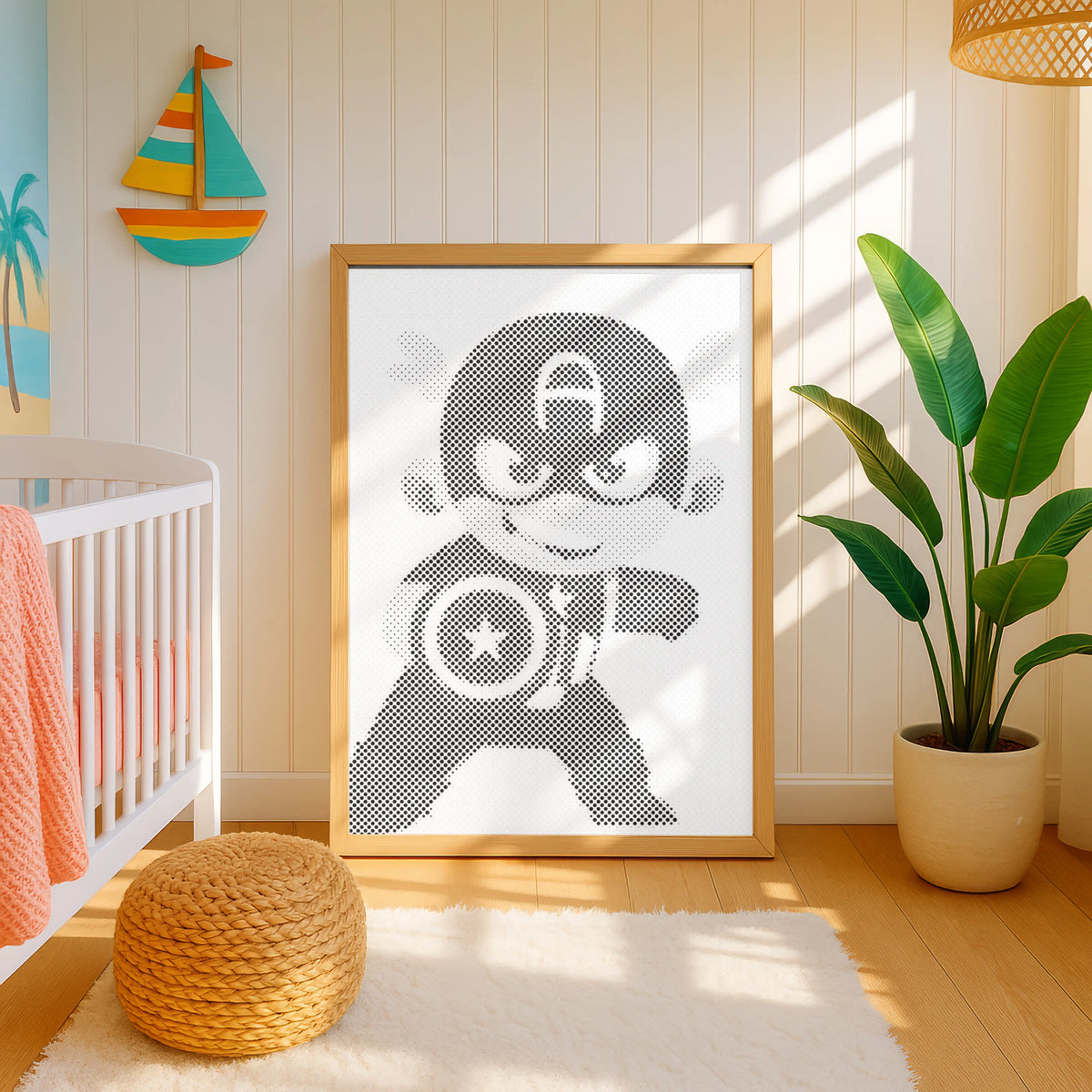 Captain America Hero | Dot Painting Kit som færdigt mal med prikker motiv