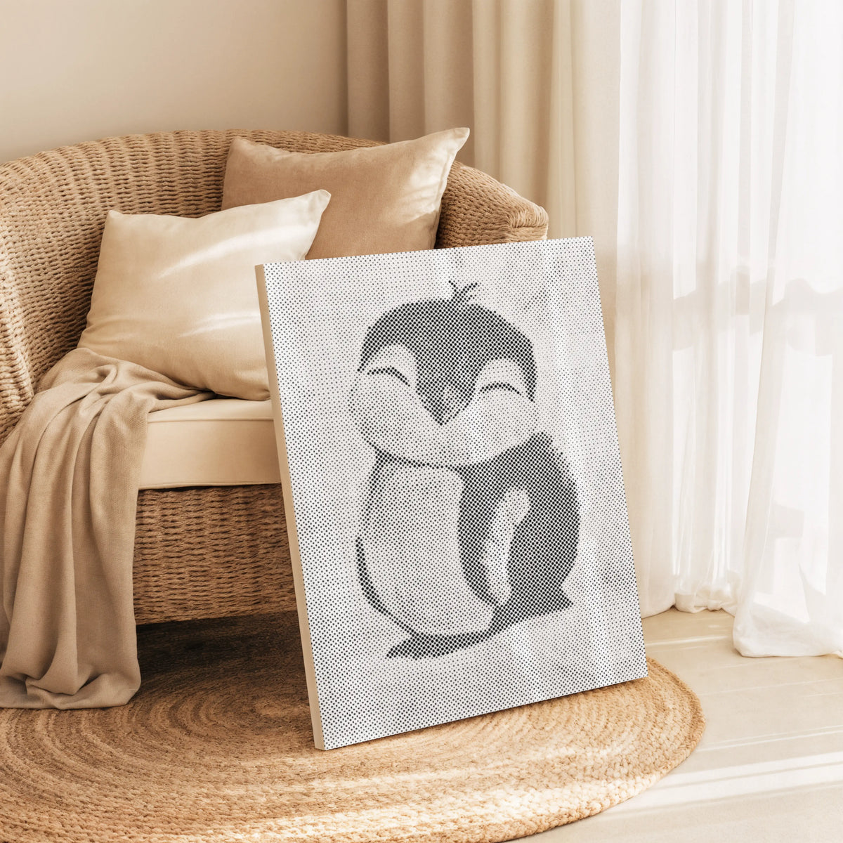 Cute Baby Penguin | Dot Painting Kit som færdigt mal med prikker motiv
