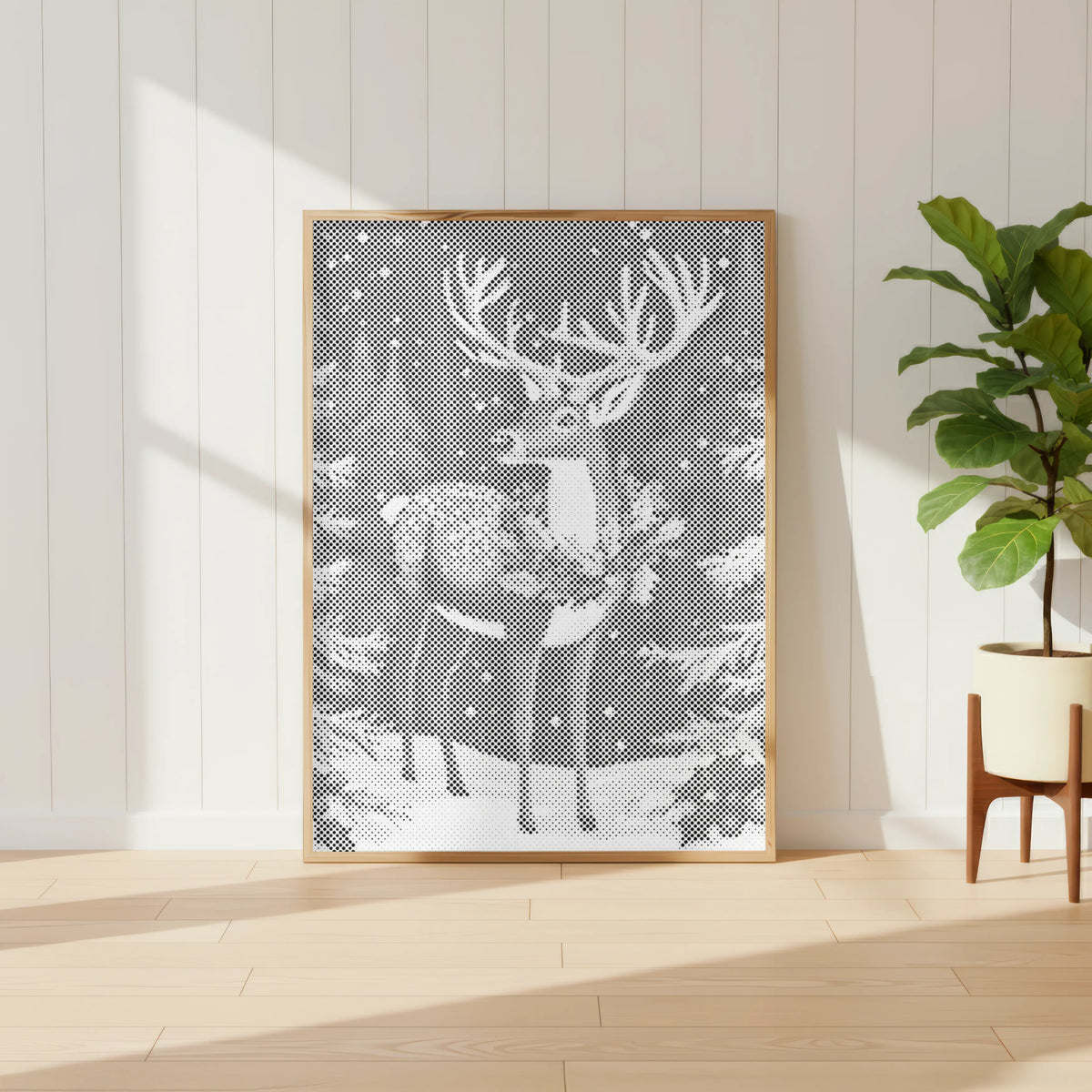 Deer in Winter Forest | Dot Painting Kit som færdigt mal med prikker motiv