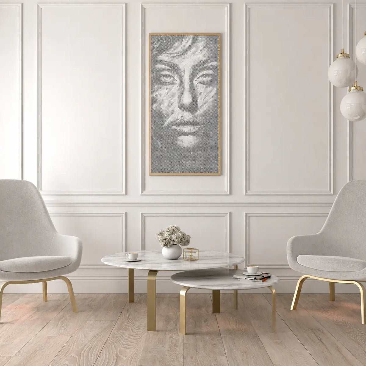 Face of Silence | Dot Painting Kit som færdigt mal med prikker motiv