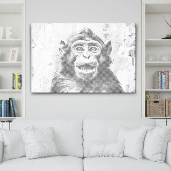 Happy Monkey | Dot Painting Kit som færdigt mal med prikker motiv
