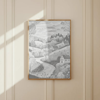 Idyllic Landscape with Houses | Dot Painting Kit