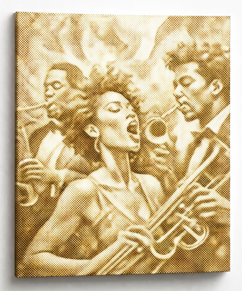 Jazz Singer Wall Art | Dot Painting Kit som færdigt mal med prikker motiv