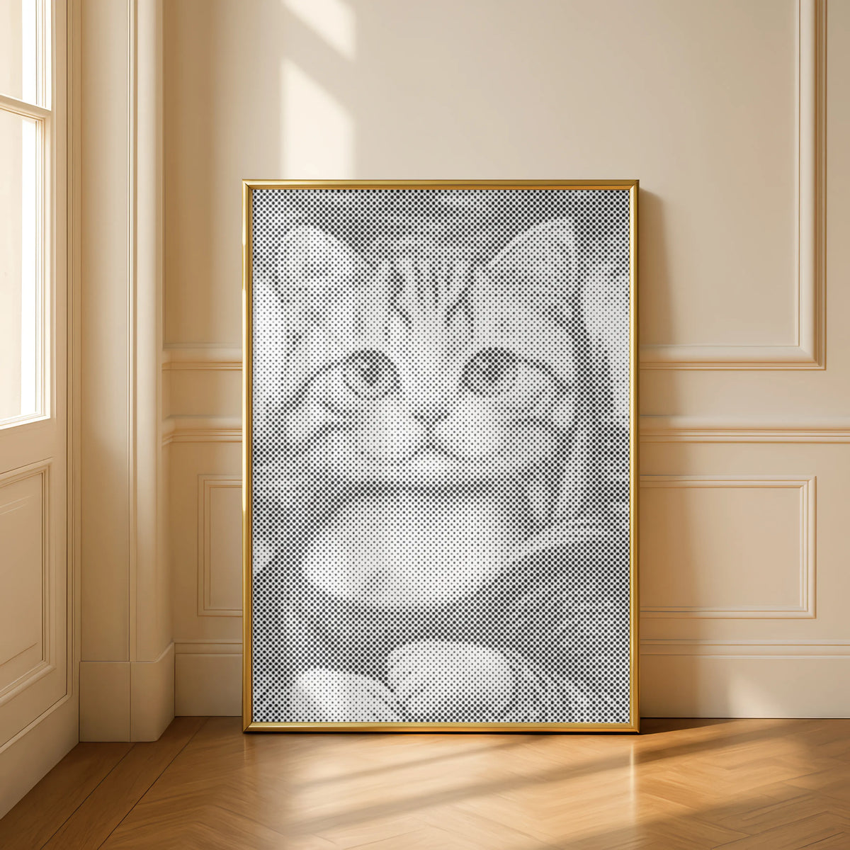 Mona Lisa Cat | Dot Painting Kit som færdigt mal med prikker motiv