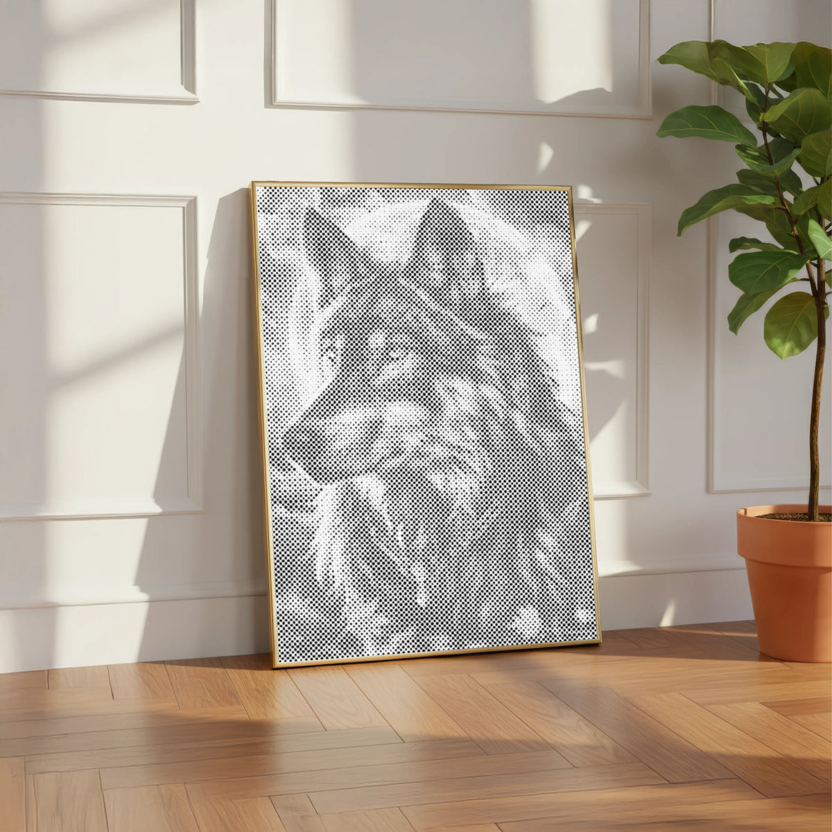 Moon Wolf | Dot Painting Kit som færdigt mal med prikker motiv