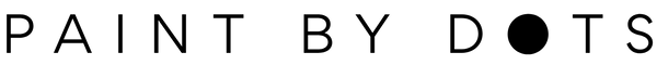 Text 'PAINT BY DOTS' logo premium european dot painting 