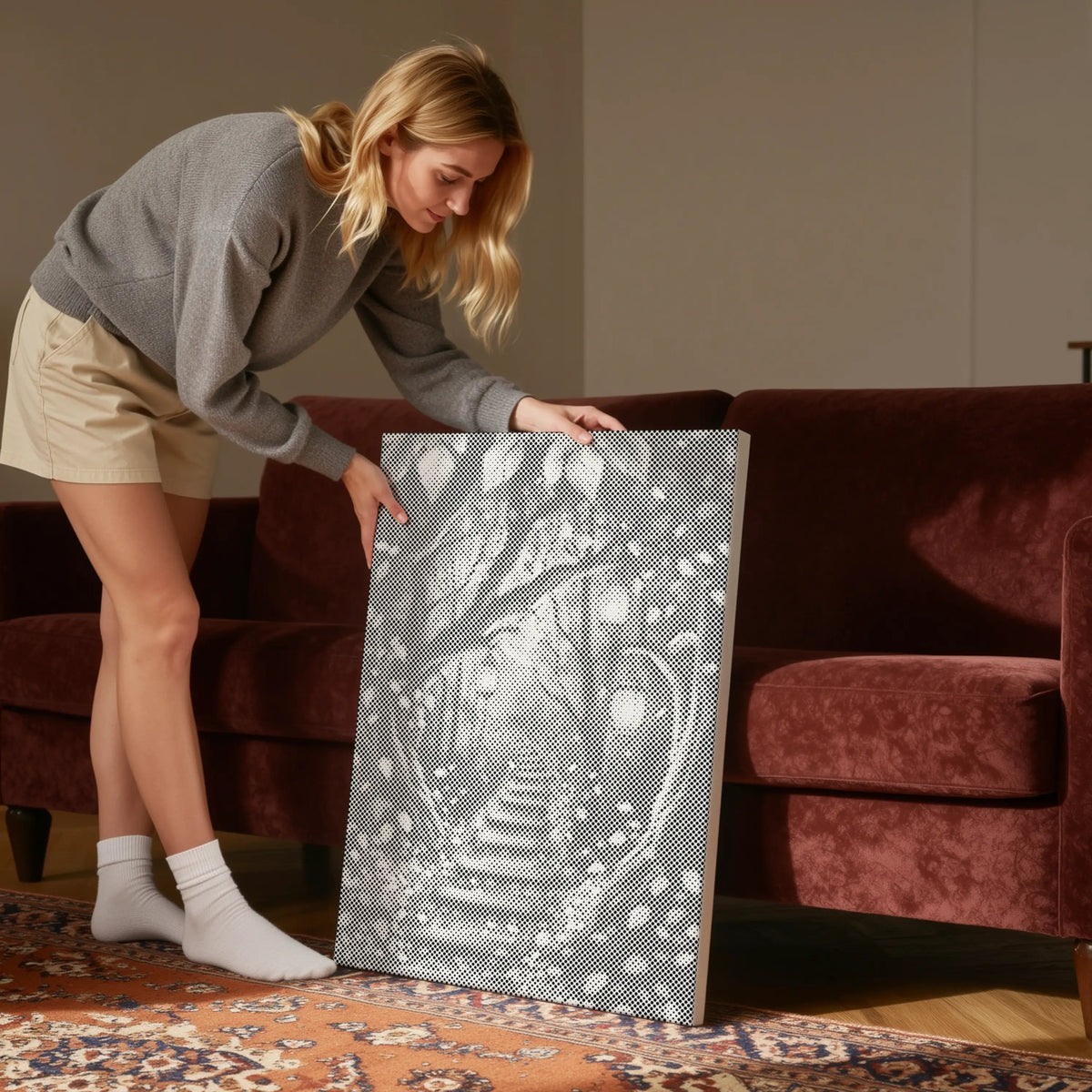 Path of Light in the Forest | Dot Painting Kit som færdigt mal med prikker motiv