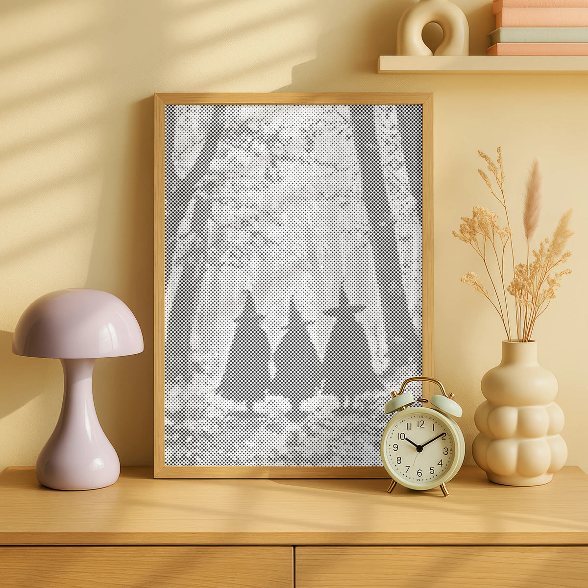 Three Witches in the Forest | Dot Painting Kit som færdigt mal med prikker motiv