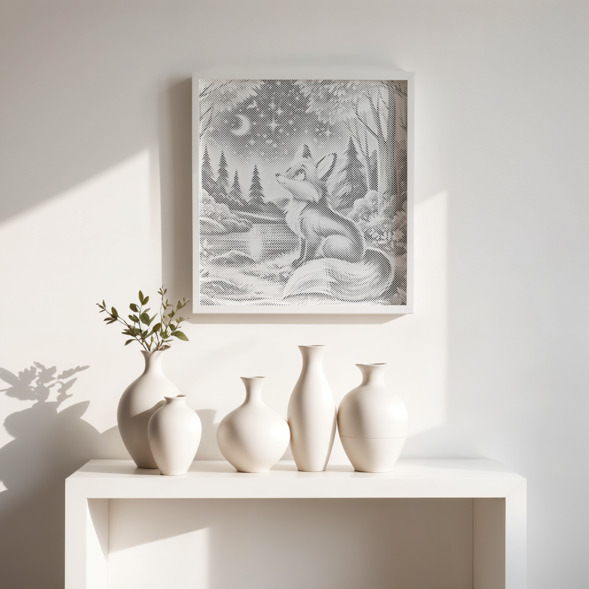 Starry Night in the Forest | Dot Painting Kit som færdigt mal med prikker motiv