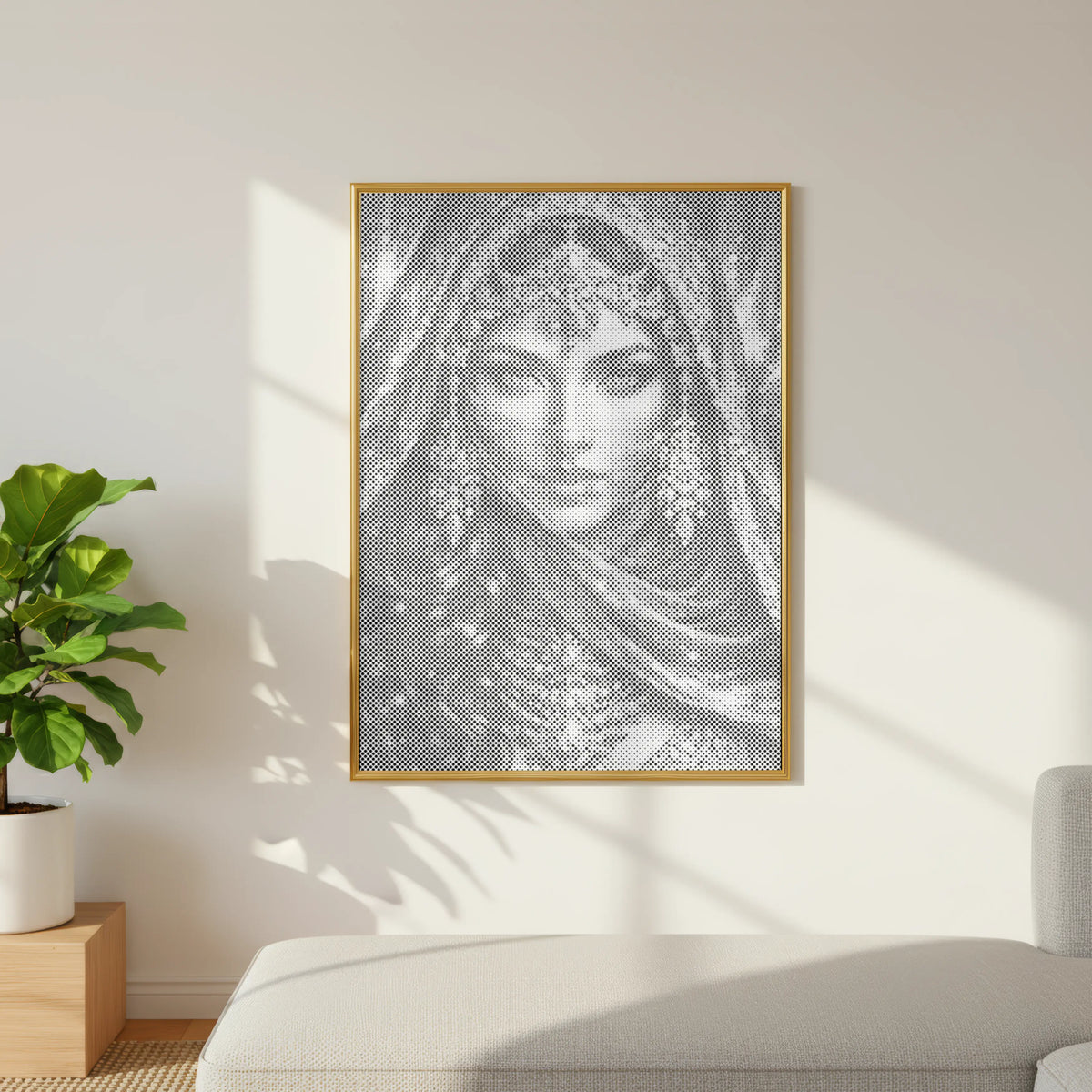 Veil of Gold Arabian Portrait | Dot Painting Kit som færdigt mal med prikker motiv