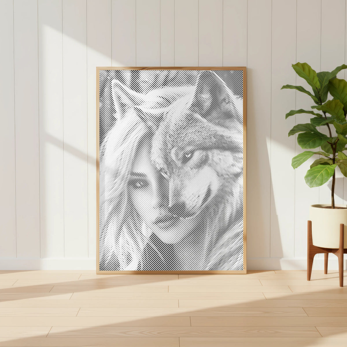 Woman and Wolf Double Portrait | Dot Painting Kit som færdigt mal med prikker motiv