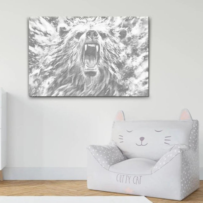 Angry Bear | Dot Painting Kit som færdigt mal med prikker motiv