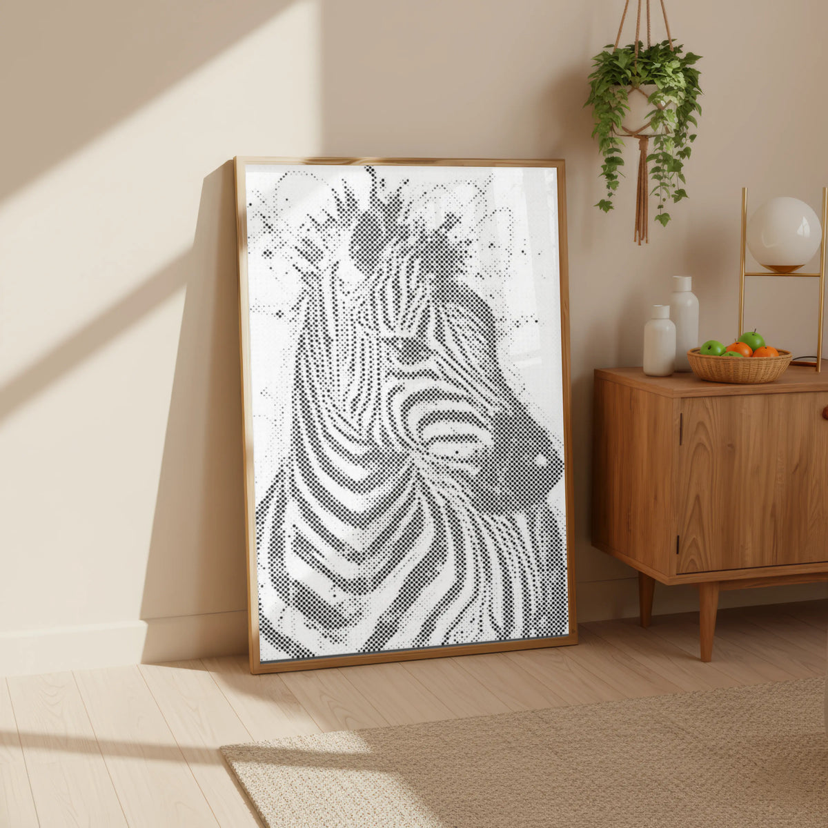 Modern Zebra Wall Art | Dot Painting Kit som færdigt mal med prikker motiv