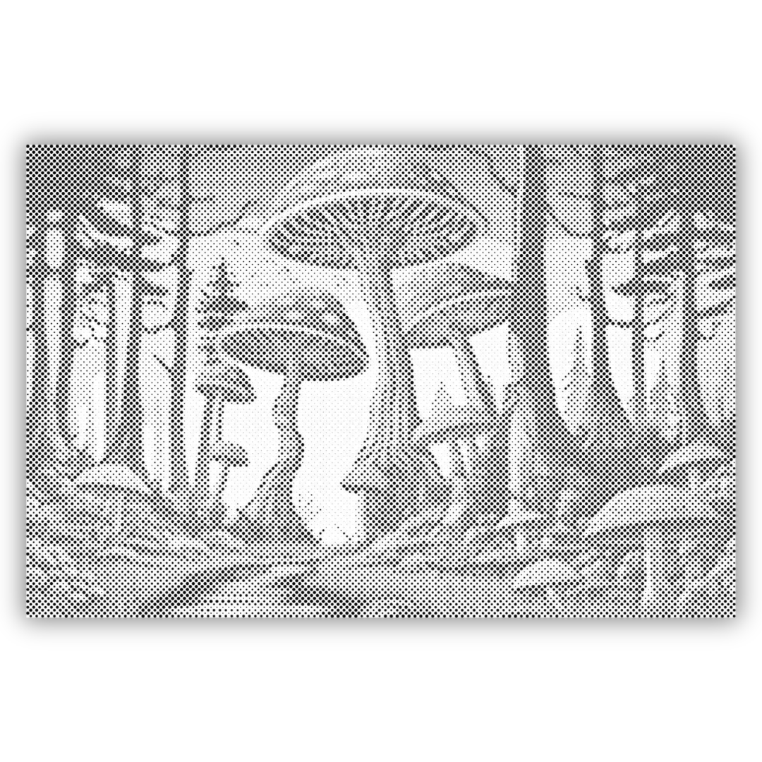 Mushrooms | Dot Painting Kit som færdigt mal med prikker motiv