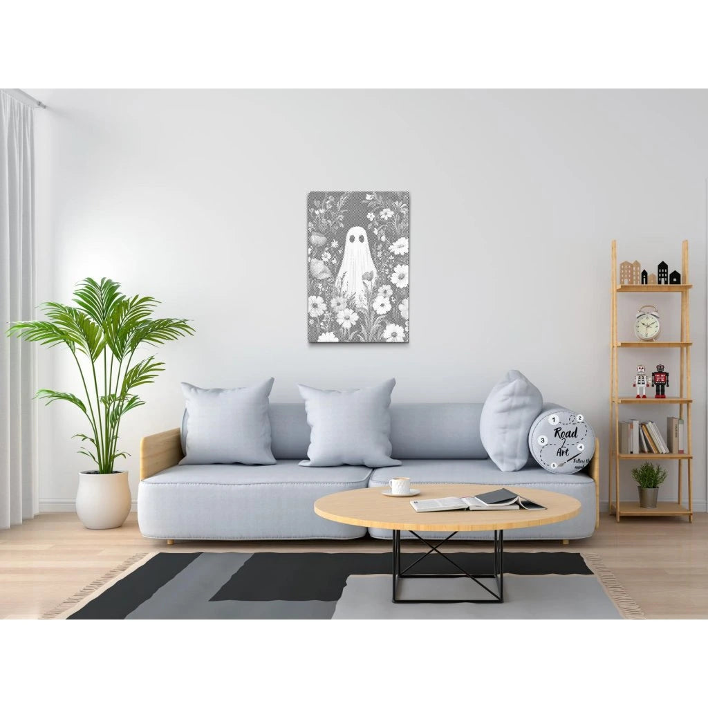 Ghost in the Flower Field | Dot Painting Kit som færdigt mal med prikker motiv